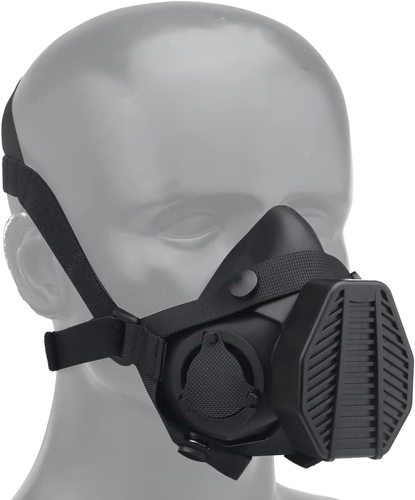 Particle filtration respirator mask by Bifrost Gear in use for enhanced protection.