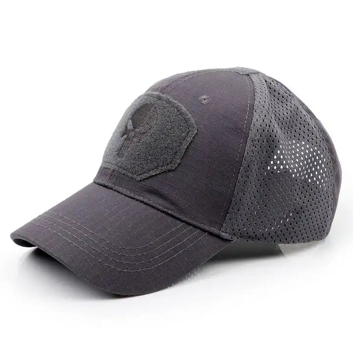 Punisher Skull Operator Cap in Gray by Bifrost Gear.