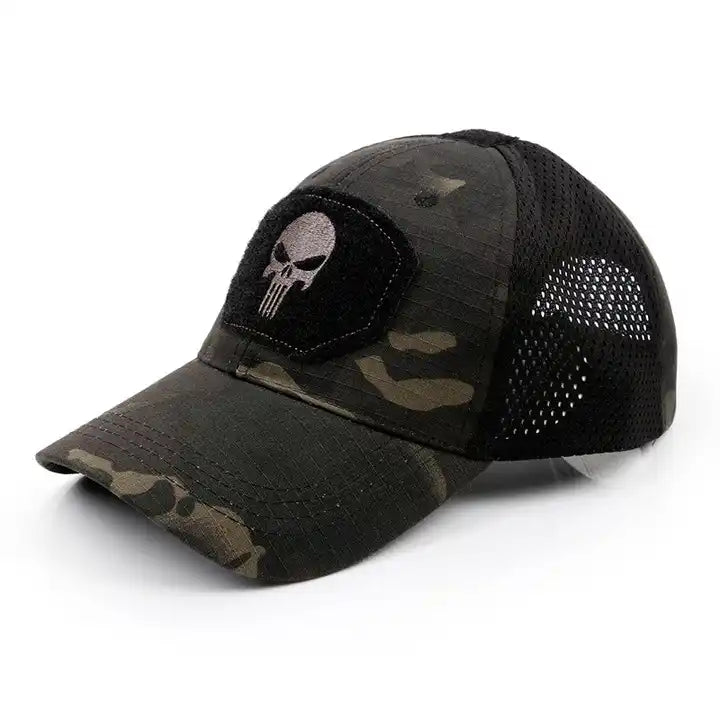 Black Punisher Skull Operator Cap by Bifrost Gear.