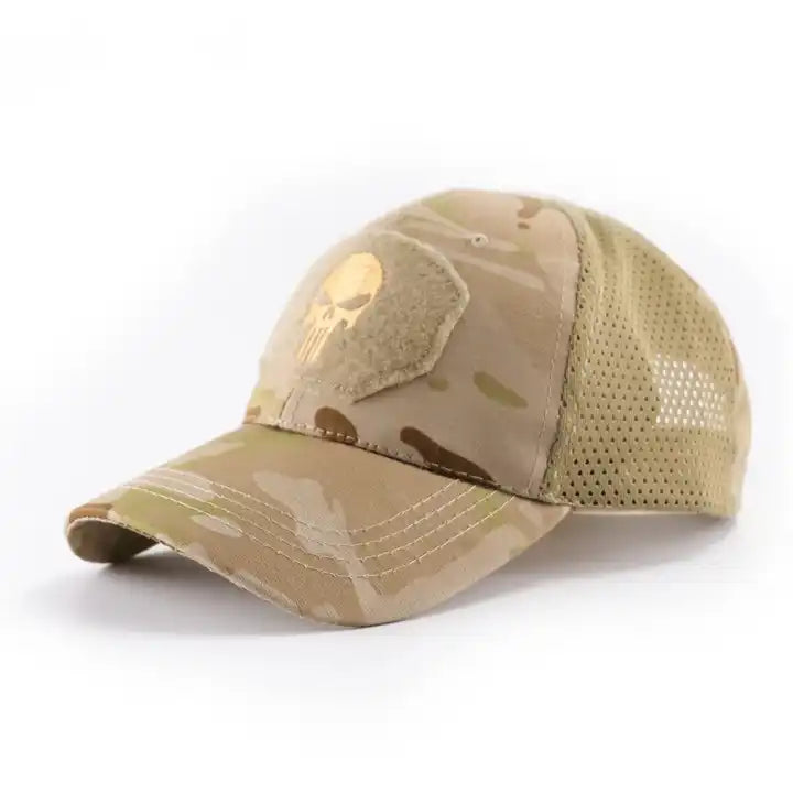 Tan Punisher Skull Operator Cap by Bifrost Gear.