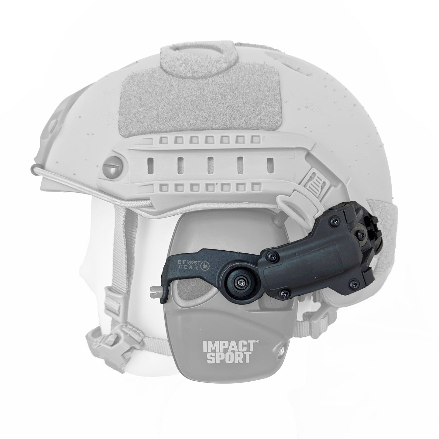 Bifrost Gear COM-RAC AMP arm adapters compatible with Howard Leight hearing protection gear