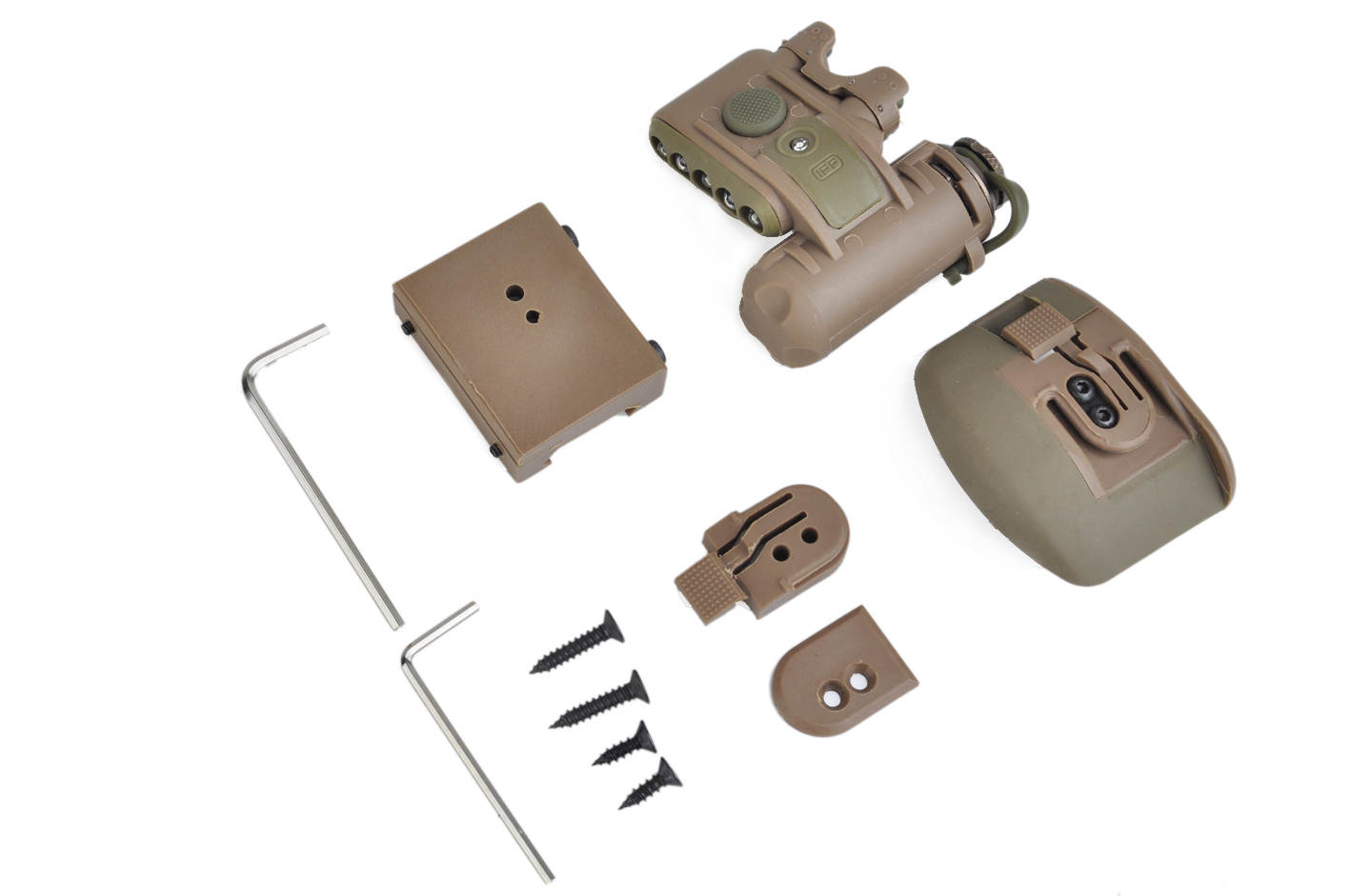 Durable tan IR Strobe + Visible LED Tactical Helmet Light.