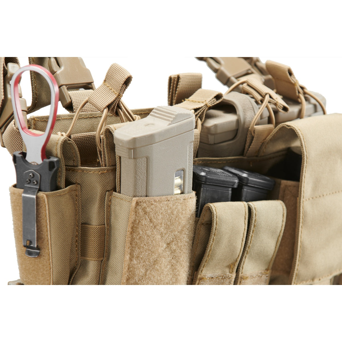 Tan Berserker Rig by Bifrost Gear for tactical gear and magazines.