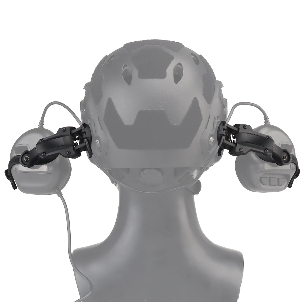COM-RAC AMP Arm Adapters for Earmor & Roger-Tech attached on a helmet.2