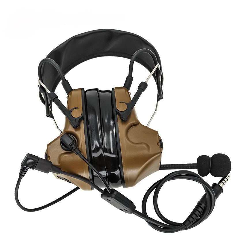 Y-Cable Harness and Microphone Conversion Kit for Peltor Comtac in Use.