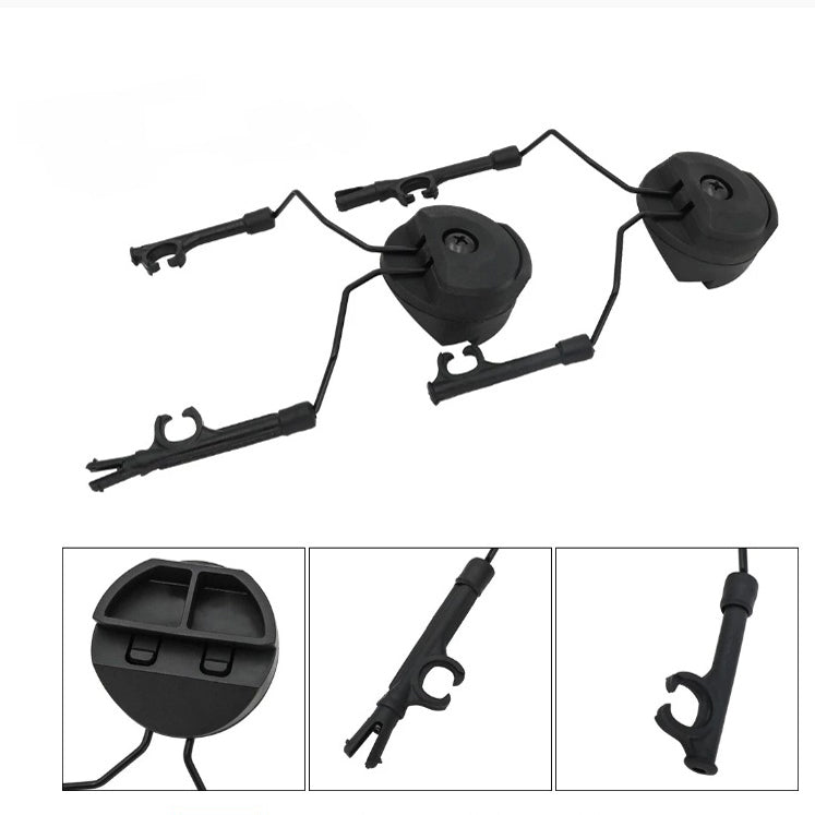 Crye AirFrame Helmet Rail Headset Adapter for MSA Sordin in Black Variant.