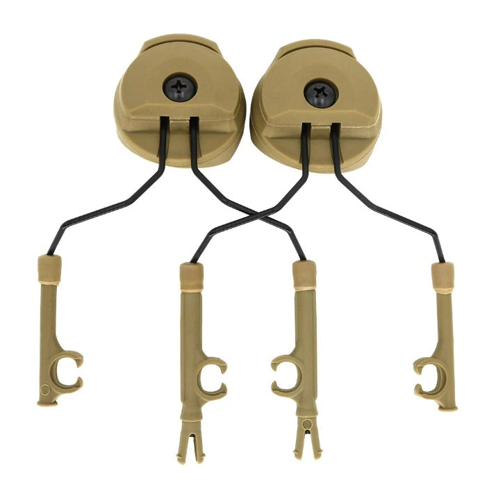 Crye AirFrame Helmet Rail Headset Adapter for Peltor Comtac in Tan Variant.