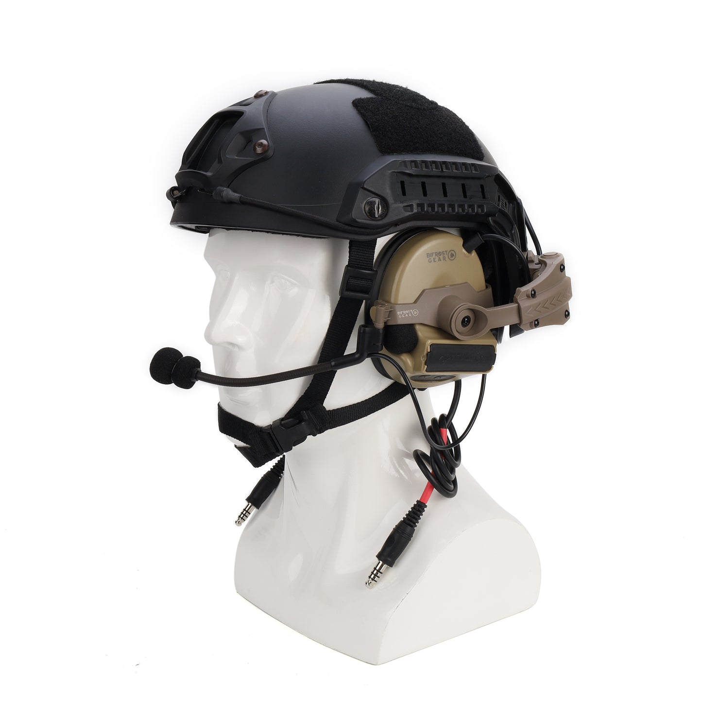 NRR 23db Dual Comm Electronic Hearing Protection Communications Headset with Helmet Rail Adapters