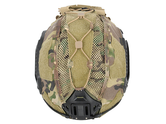 Bifrost Gear's Next Gen Nylon Helmet Cover in Multicam, fitted on a helmet.