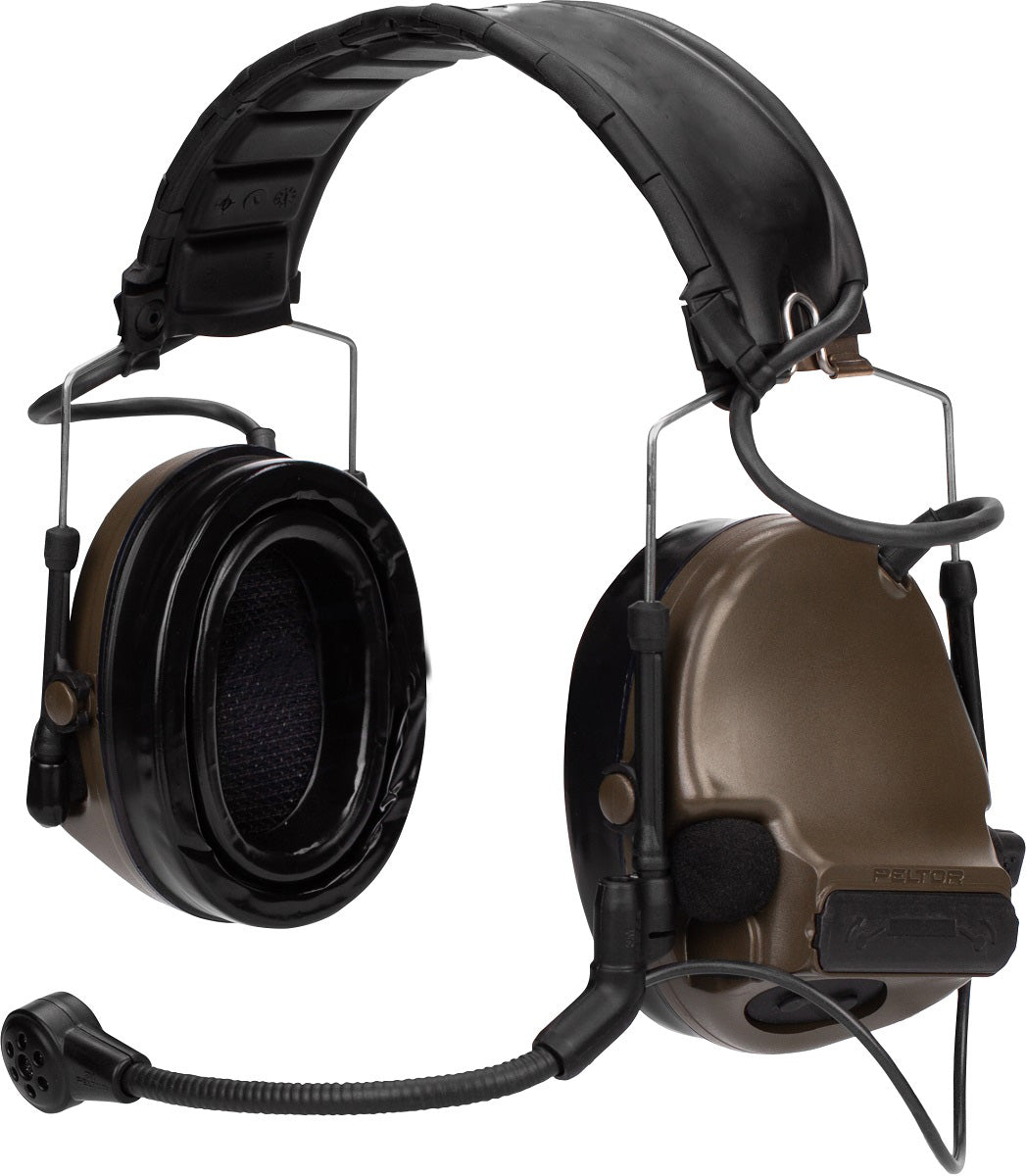 Transition headband for Peltor Comtac headsets in use.