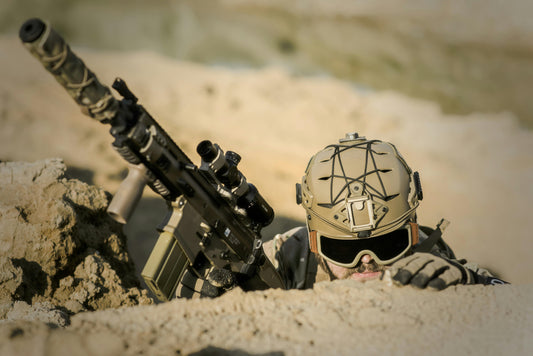 Operator using bifrost gear micro arc rail headset adapter on helmet