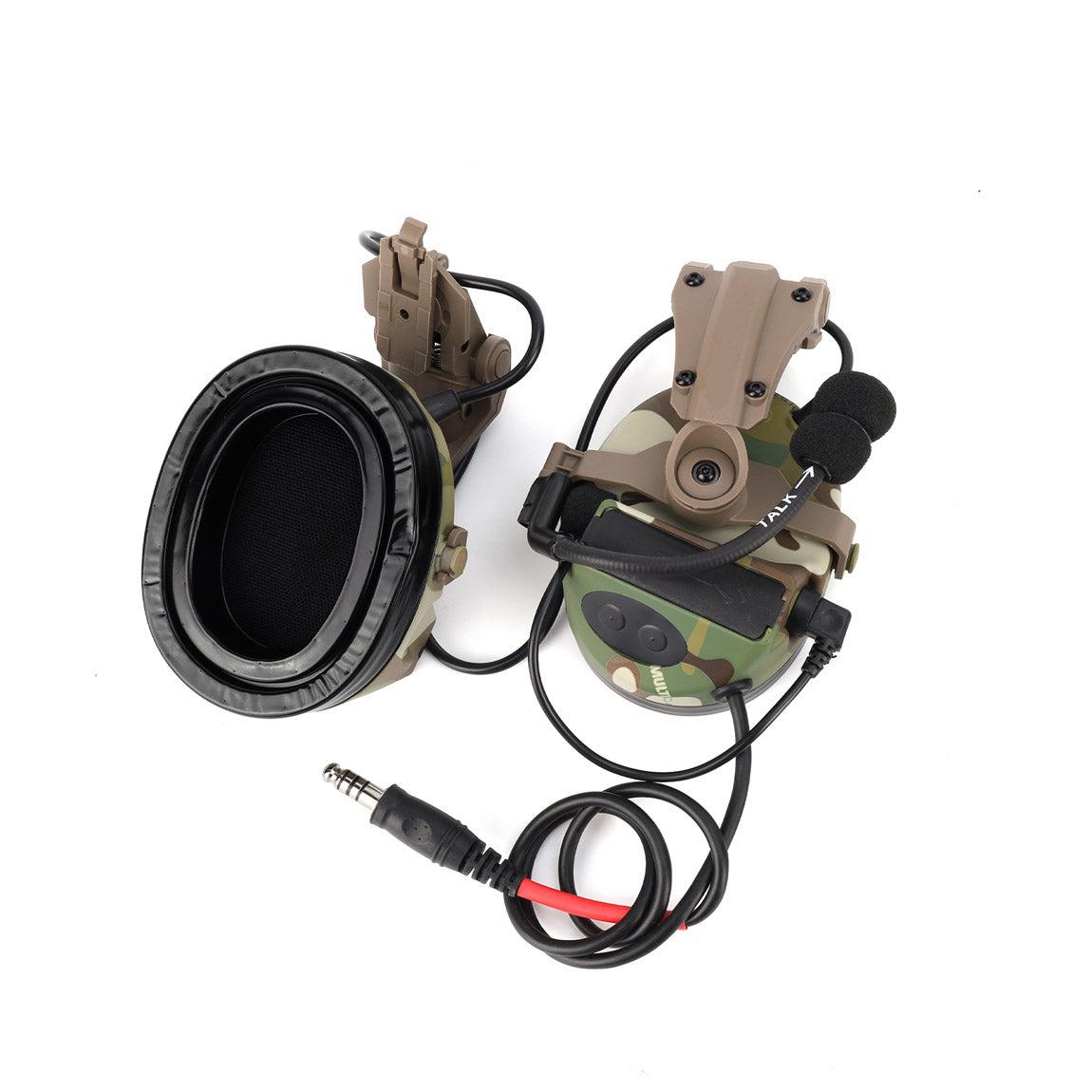 Valhalla NRR 23db Electronic Hearing Protection Communications Headset with Helmet Rail Adapters