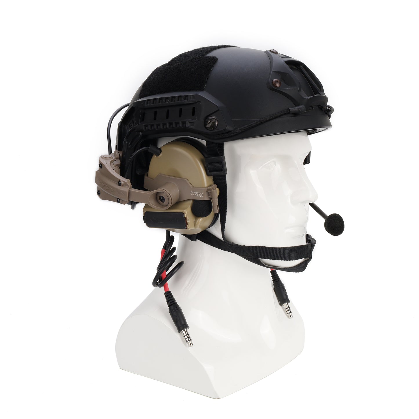 NRR 23db Dual Comm Electronic Hearing Protection Communications Headset with Helmet Rail Adapters